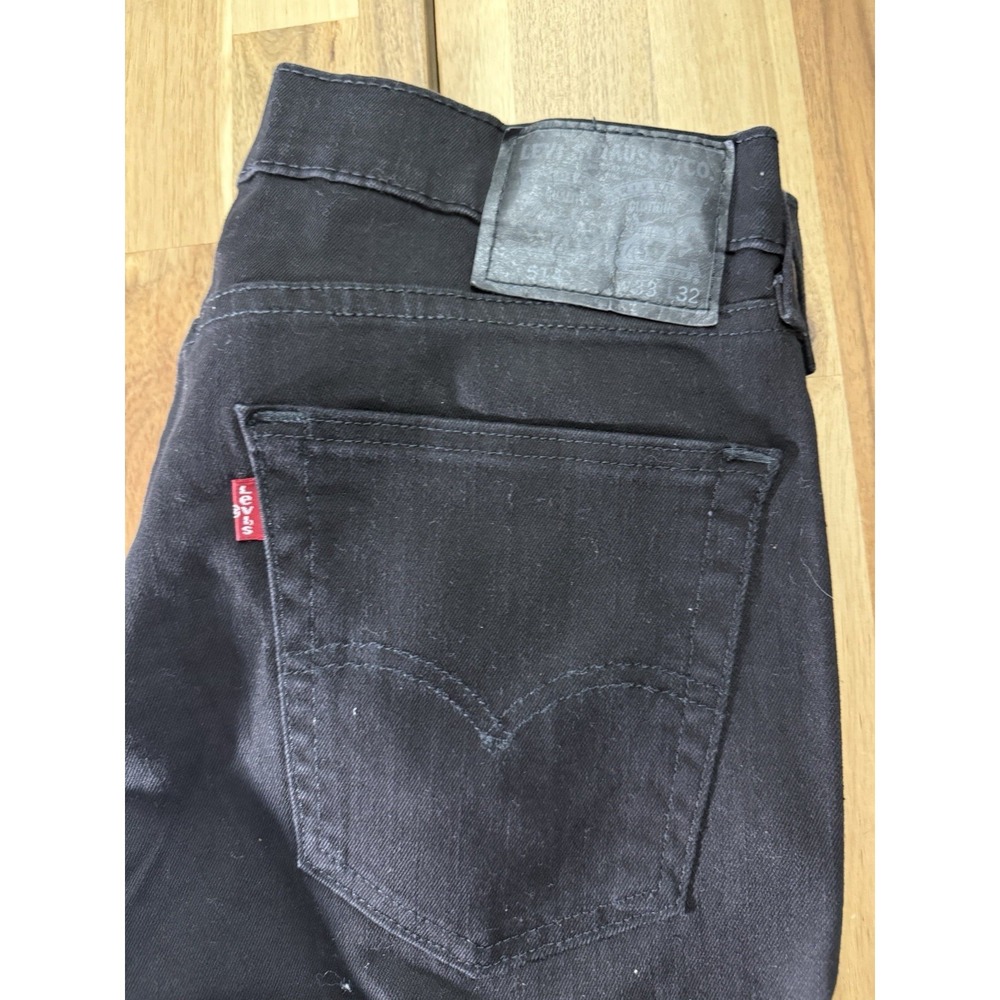 Levi's 514 Mens 33x32 Slim Straight Denim Black Washed Jeans Cotton Pants